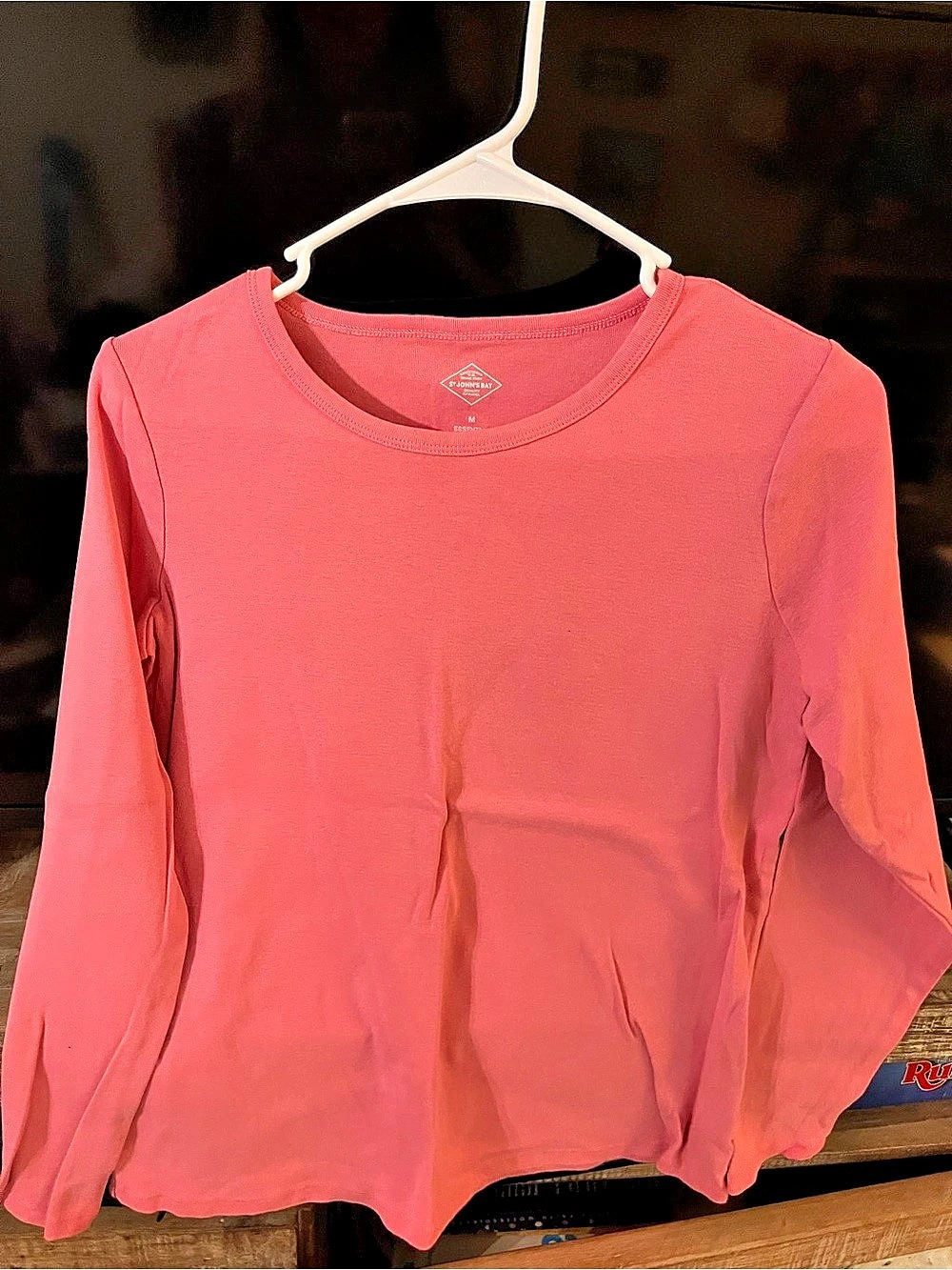 St. John's Bay Essential Tee Long Sleeve bright Pink Size Medium